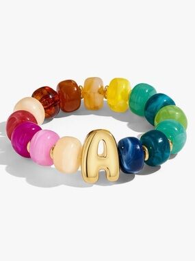 NEW Multicolor Beaded Initial Stretch Bracelet - A Charm